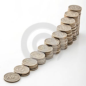 3D coins decrease isometric isolated on transparent background