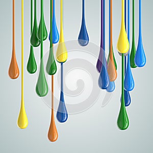 3D color glossy paint drop blobs