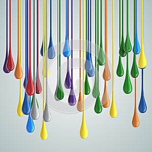 3D color glossy paint drop blobs
