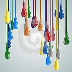 3D color glossy paint drop blobs