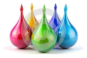 3D color glossy paint drop blobs