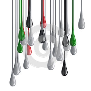 3D color glossy paint drop blobs