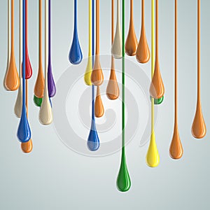 3D color glossy paint drop blobs