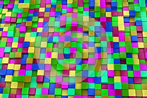 3d colored cubes background, color mosaic.