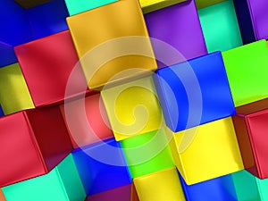 3d colored cubes background, color mosaic.
