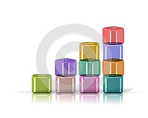 3D colorful cubical elements arranged in stack photo