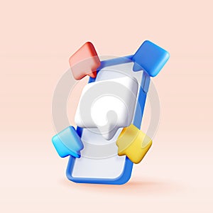 3D colorful speech bubbles on smartphone