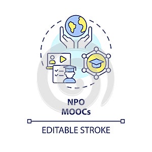 2D colorful thin linear icon NPO MOOCs concept photo