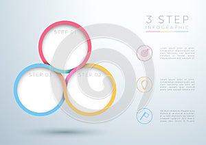 Infographic Colourful 3 Step Interweaving Circle Diagram photo