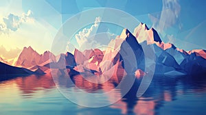 3d combining webinar display in low poly style