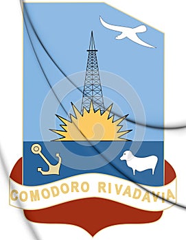 3D Comodoro Rivadavia coat of arms, Argentina. photo