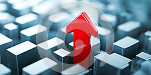 3D Competitive Advantage Concept Featuring Arrow Indicating Strategic Direction and Growth Potential photo