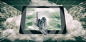 3D Composite image of composite image of robotic hand pointing