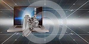 3D Composite image of composite image of robotic hand pointing
