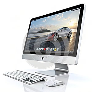 3D computer advertisement isolated on white background