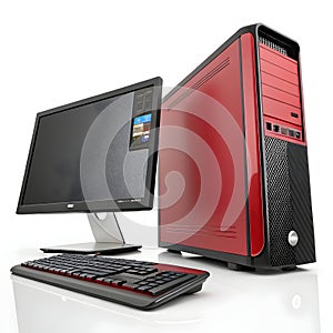 3D computer advertisement isolated on white background