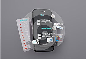 3D computer AI Robot Chatbot Web UIUX. . SOFTWARE ai programming algorithms. 3D rendering illustration