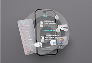 3D computer AI Robot Chatbot Web UIUX. . SOFTWARE ai programming algorithms. 3D rendering illustration