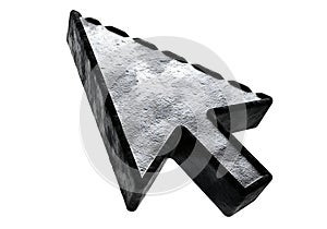 3d computer cursor arrow isolated on white background with rough texture