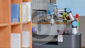 3D computer Generated image: COBOT and AGV in LAB