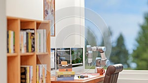 3D computer Generated image: COBOT and model of AGV in LAB