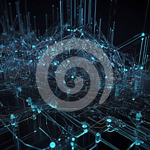 3D Computer Network: Interconnected Nodes and Dynamic Data Streams
