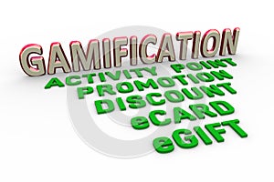 3d concept design of gamification text word