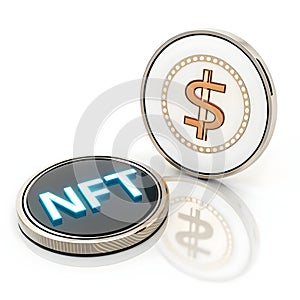 3D NFT sell concept icon illustration isolated on white background photo