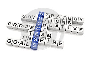 3d Conceptual image of success. Crossword with letters.