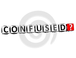 3D Confused Button Click Here Block Text