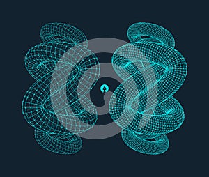 3d connection structure. Futuristic technology style. Abstract design. Lattice geometric element.