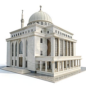 3D Construction of Building Isolated on White Background