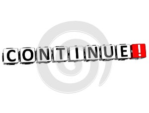 3D Continue Block Text on white