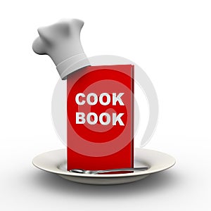 3d cookbook on plate with chefhat