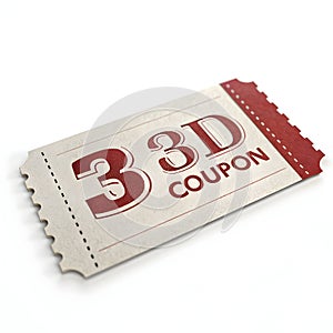 3D coupon front isolated on white background