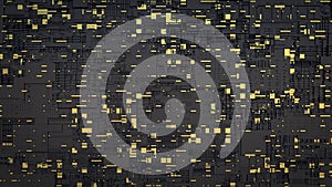 3d cpu processor chip background. Technological abstract illustration of microcircuit and microchip computer. Artificial