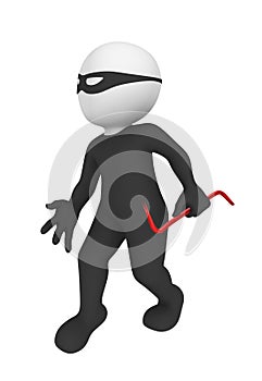 3d criminal with crowbar.