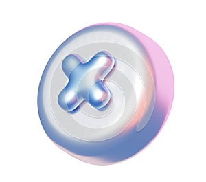 3D Cross Mark Icon on Round Pastel Button photo