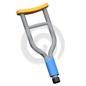 3D crutch icon symbolizing injury support and mobility aid.