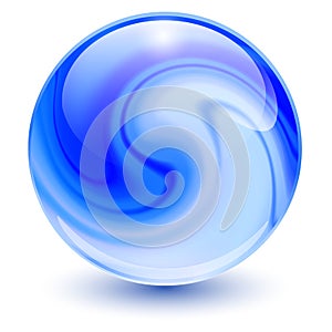 3D crystal, glass sphere blue