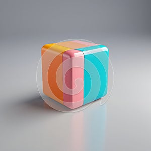 3d cube cube. colorful cube. 3d cube cube. colorful cube. 3d render of colorful cube in the shape of cube on grey background.