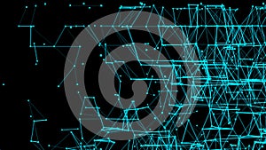 3D cube of lines and dots.Wireframe polygonal element on dark background. Science and technology. 3d rendering
