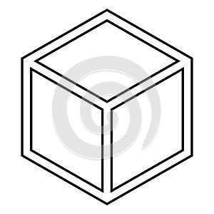 3d cube rotation view icon. Cube rotation thin line icon. Cube 360 degrees rotate vector illustration isolated