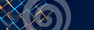 3D cube structure with connected dots and lines. Wireframe construct. Technological concept of background. 3d