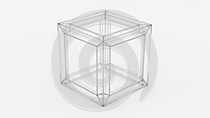 3d cube wireframe isolated on white background