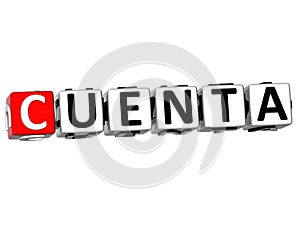 3D Cuenta Block Text on white background photo
