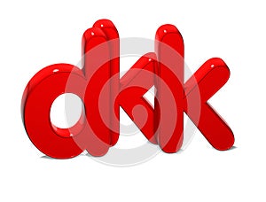 3D Currency DKK over white background.