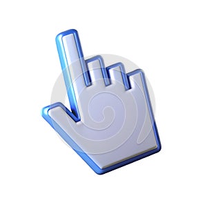 3D Cursor Icon with Blue Outline on Black Background