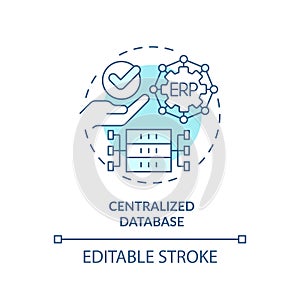 2D customizable centralized database blue icon concept