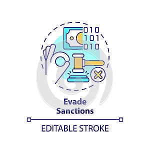 2D customizable evade sanctions line icon concept